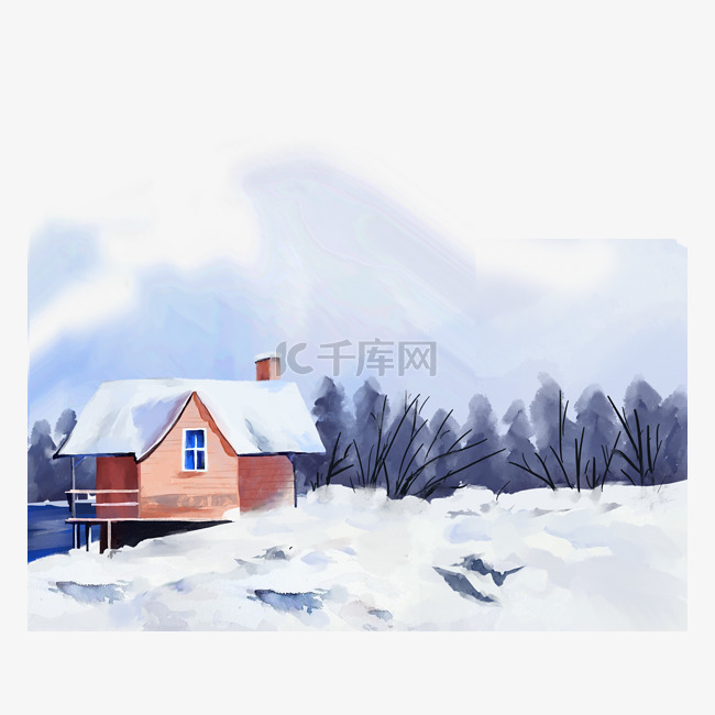 冬天下雪雪地房屋