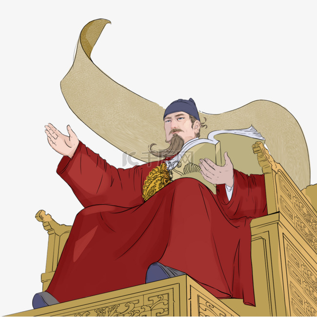 韩国世宗大王红色帝王皇帝手绘元
