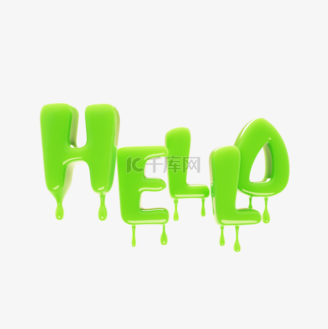 绿色hello滴落蜡烛字体