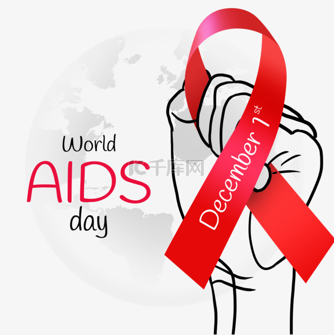 world aids day手举红色丝带