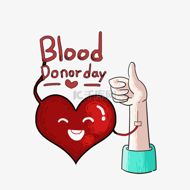 卡通手绘红色献血日