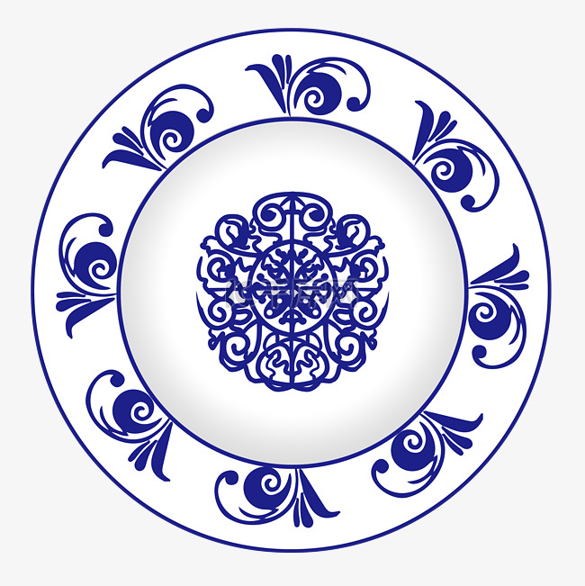 蓝色青花瓷盘子
