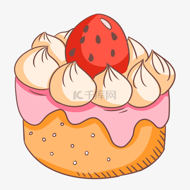 美味的草莓蛋糕插画