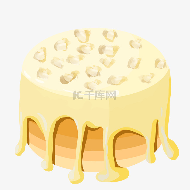 黄色圆形蛋糕插画
