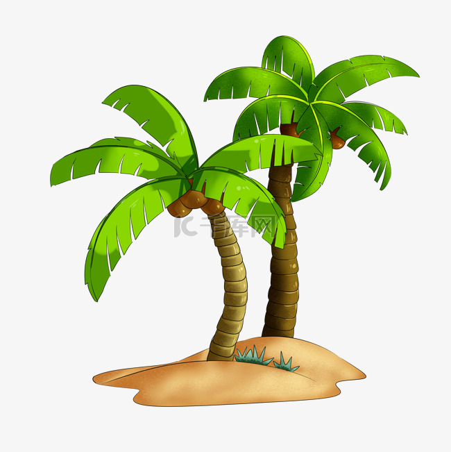 沙滩椰子树装饰图案