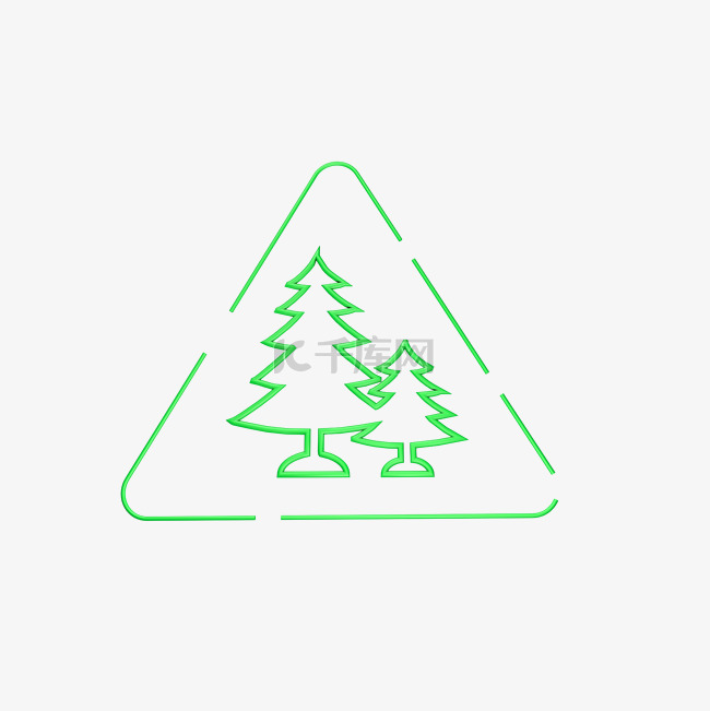 立体绿树树木环保标志