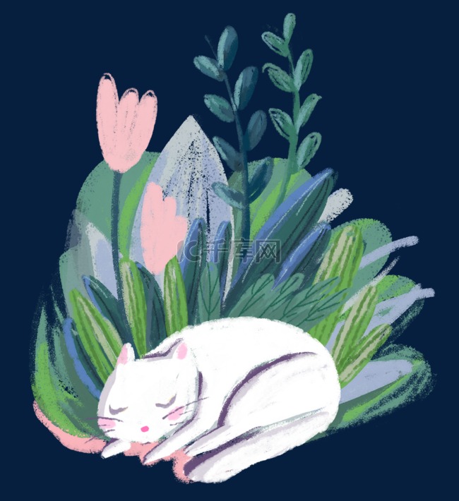 晚安猫咪植物