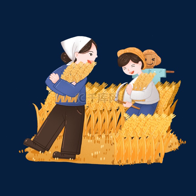 秋季稻田喜悦丰收的农民