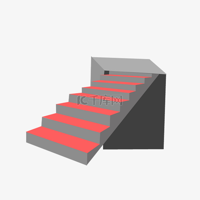 红色立体楼梯插图
