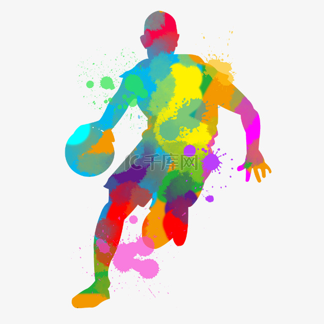 彩色体育运动水彩篮球