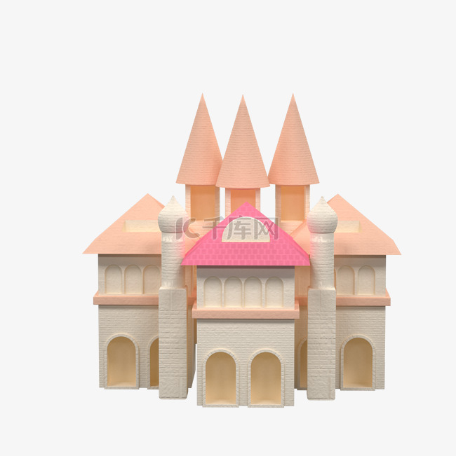 一座粉色卡通城堡
