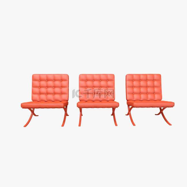 三个立体软座椅子C4D装饰