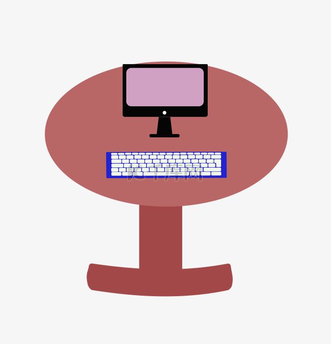 办公电脑桌椅插画