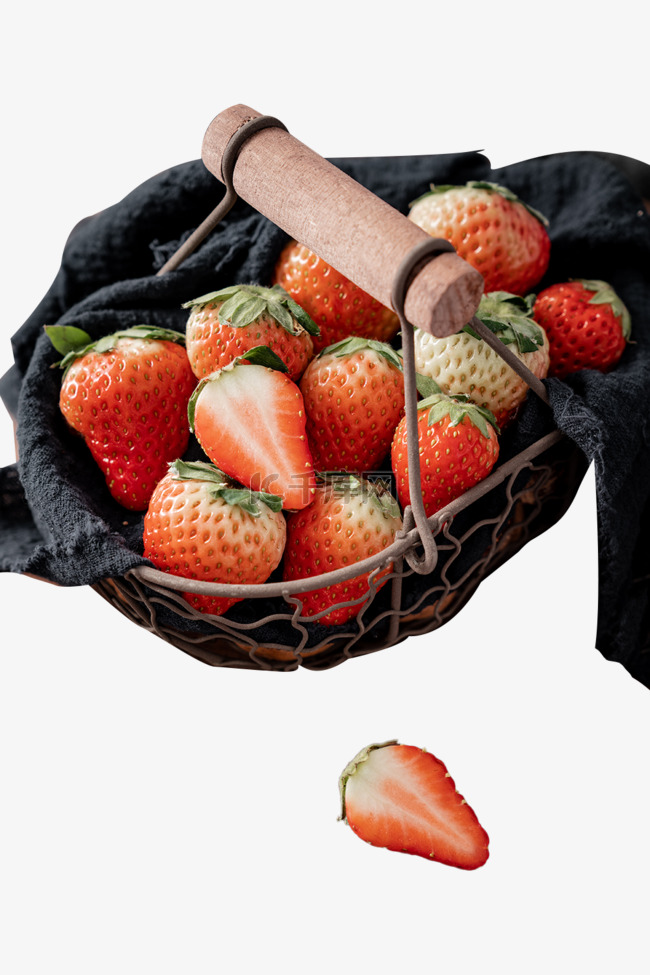 美食食品水果草莓切开切果