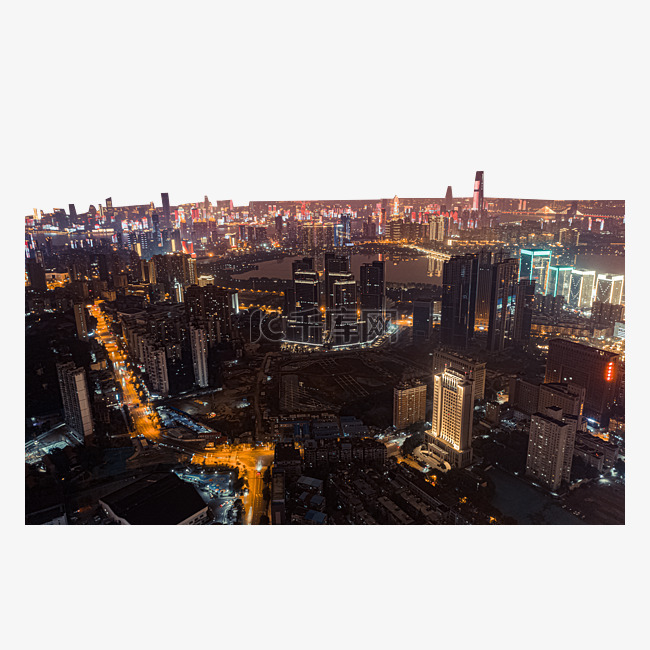 武汉城市夜景大气航拍