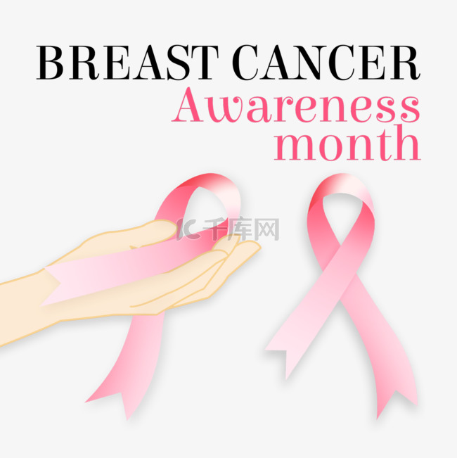 breast cancer手持渐变粉红丝带