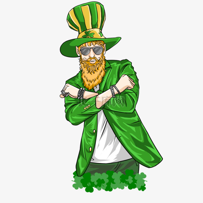爱尔兰圣帕特里克节绿色人物大胡