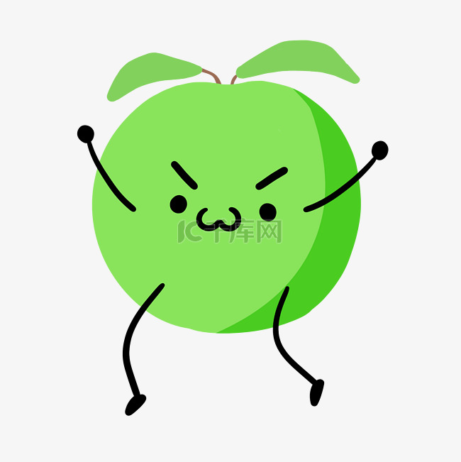 拟人绿色苹果