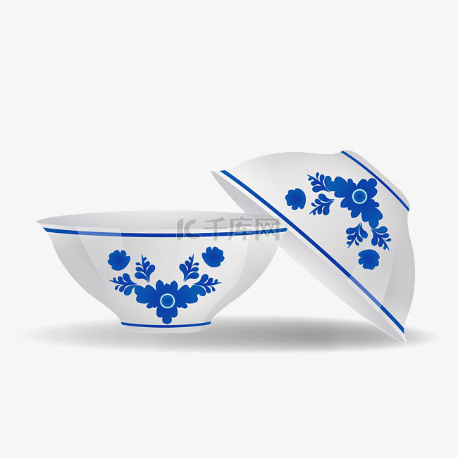 蓝色青花瓷碗