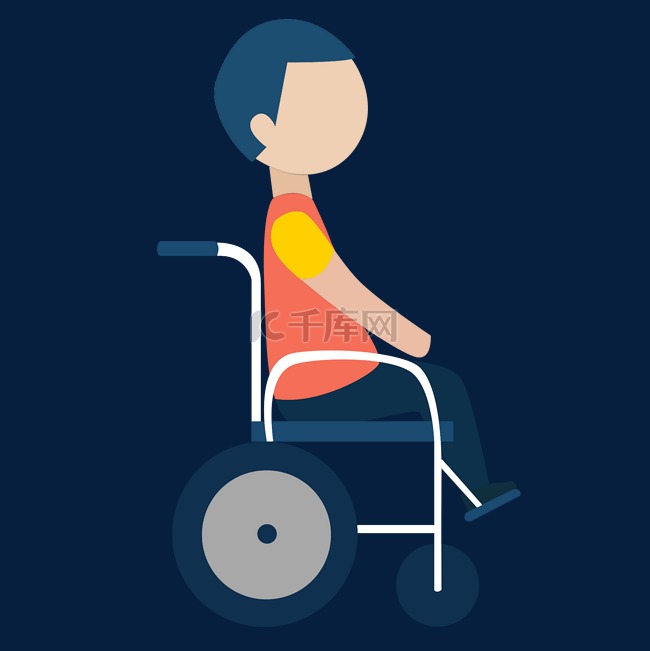 卡通坐轮椅的男孩插画