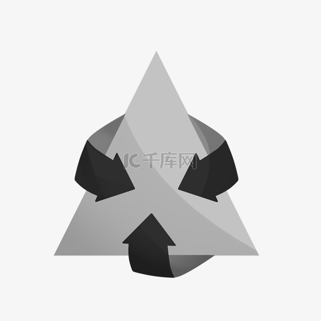  灰色三角回收图标 