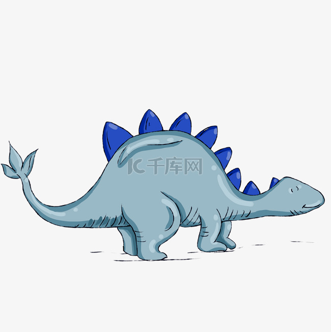 青色恐龙卡通插画