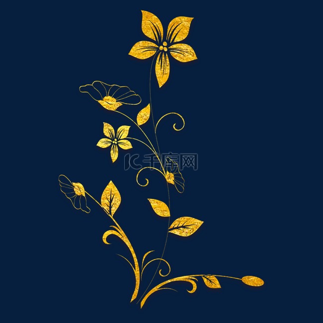 中国风传统烫金花朵花纹