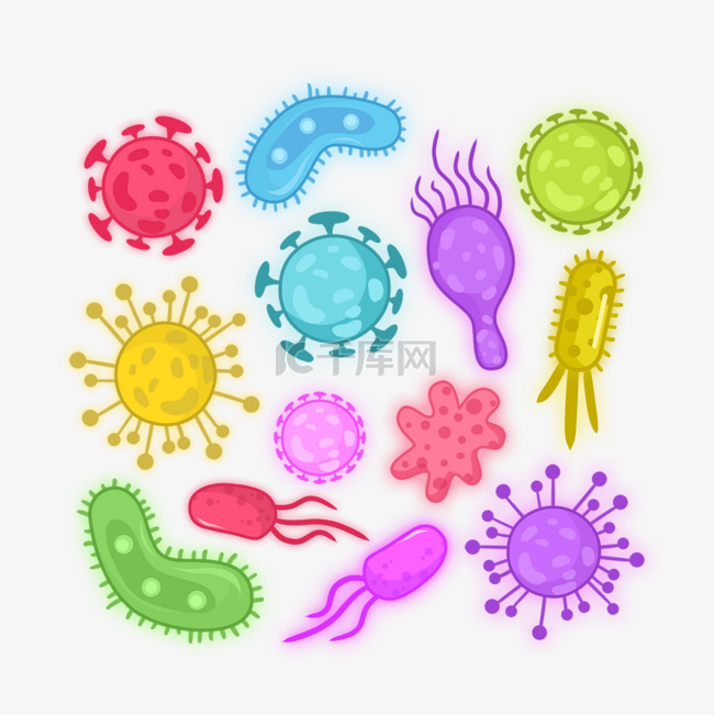 手绘病毒细菌微生物图像