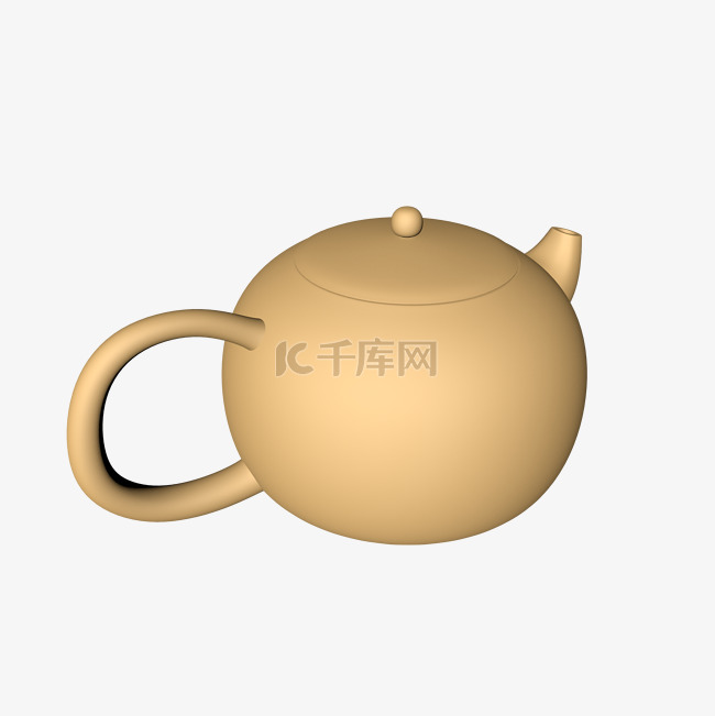 C4D仿真茶具茶壶黄泥沙