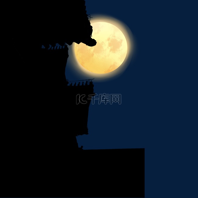 中秋节故宫角楼的月亮