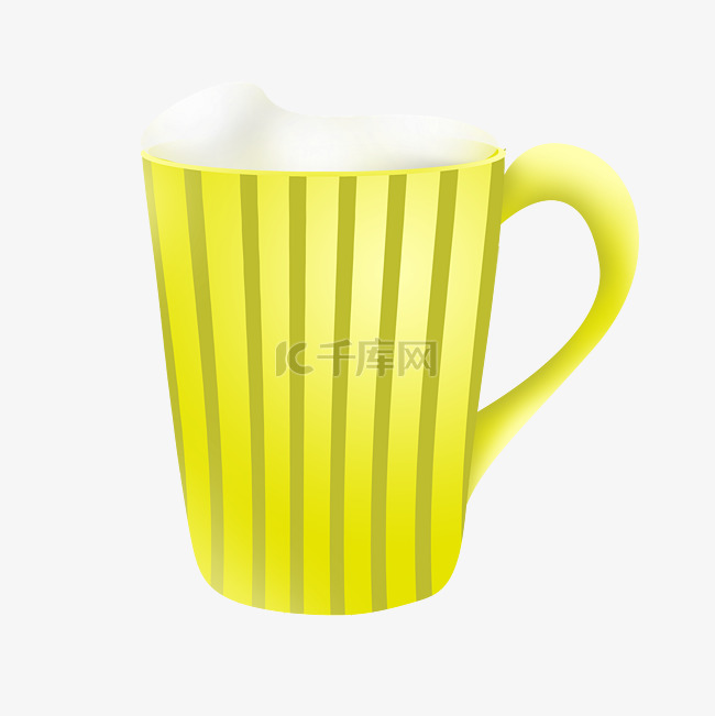 条纹黄色水杯