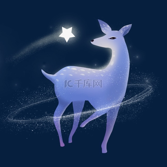 梦幻动物小鹿和星星