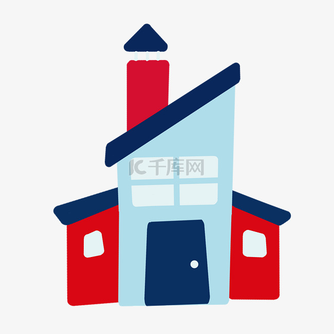 浅蓝色房屋建筑插画