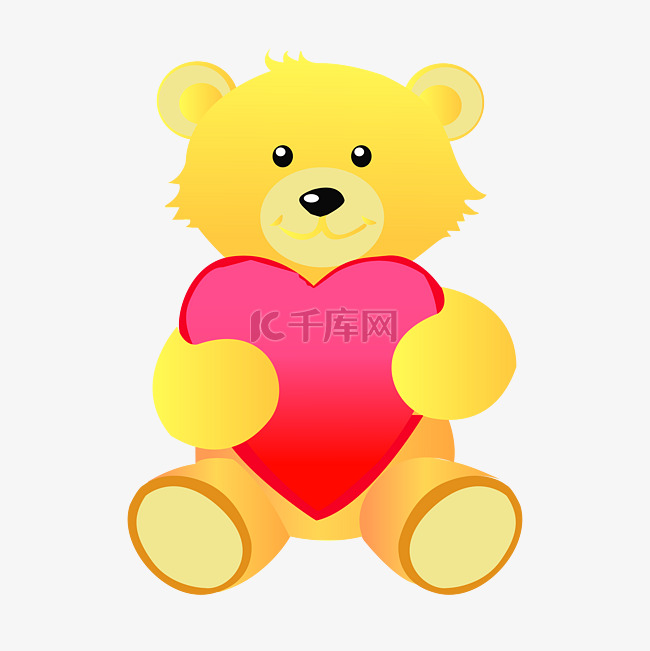 黄色抱爱心小熊