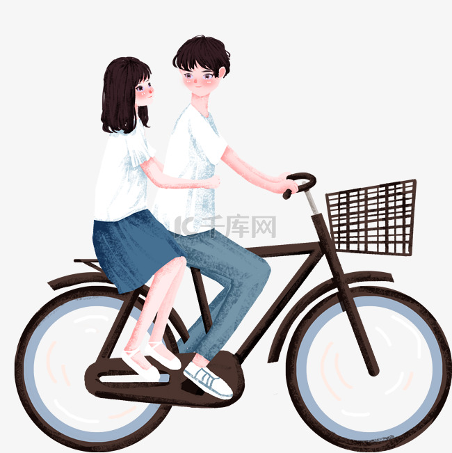 情侣浪漫约会骑车