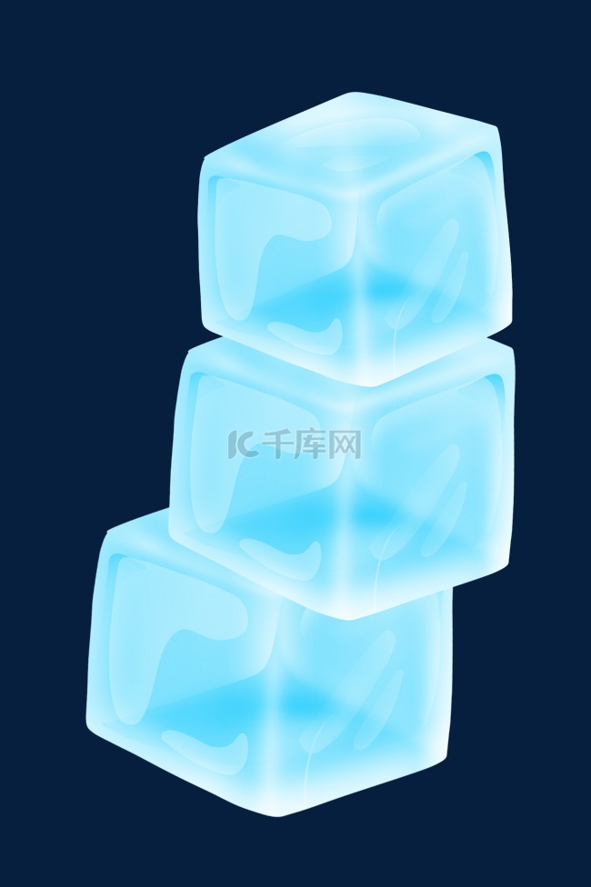 蓝色正方体冰块插画