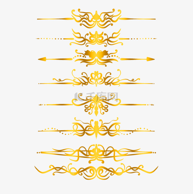 手绘金色欧式标签线条