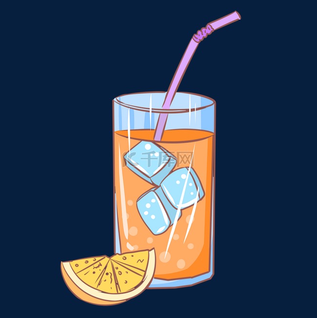 加冰果汁橙汁插画