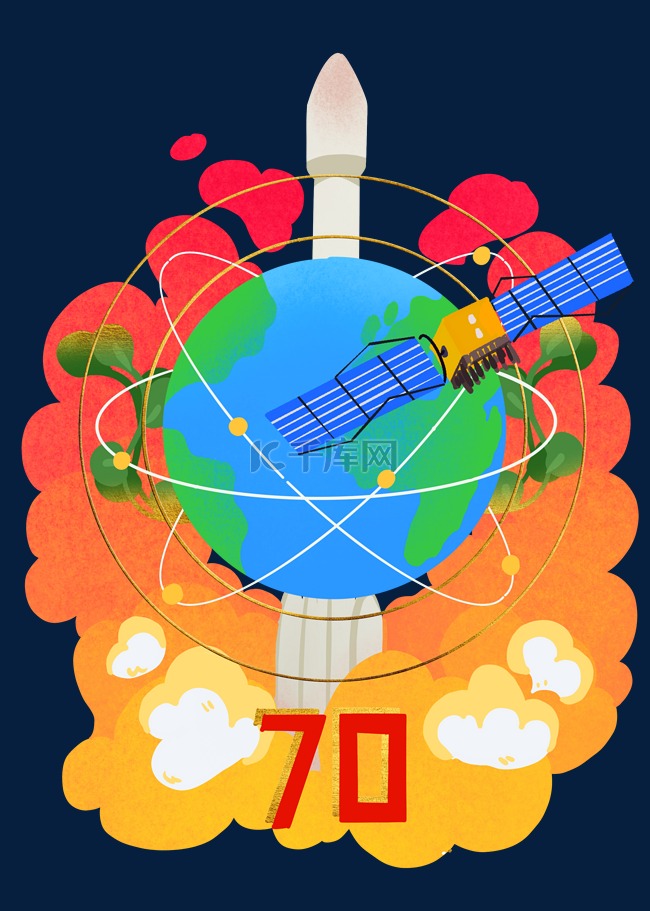 国庆新中国成立70周年科技航天