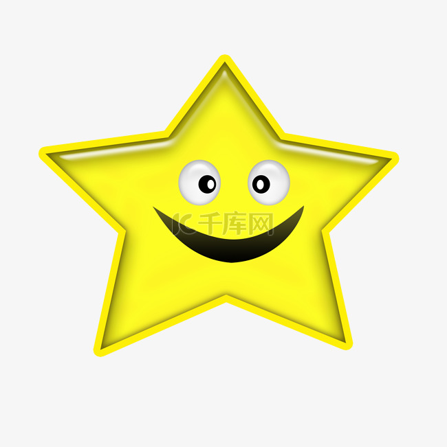 黄色五角星笑脸矢量图标
