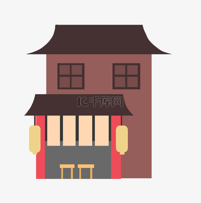 日本餐馆建筑插画