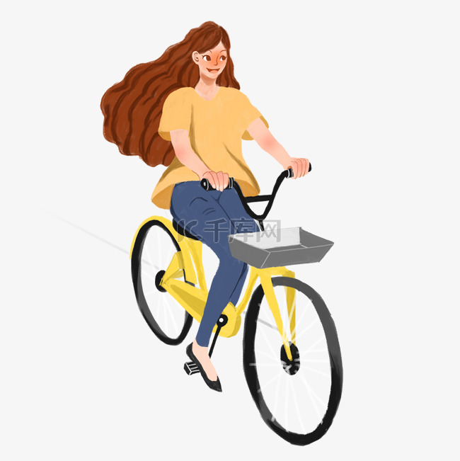 卡通骑自行车的女孩下载