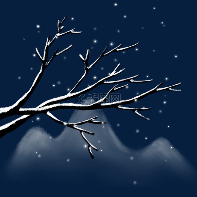 冬季大雪飘落树枝