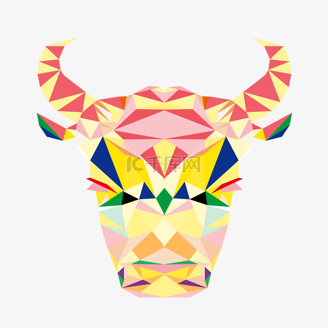 彩色立体拼接牛