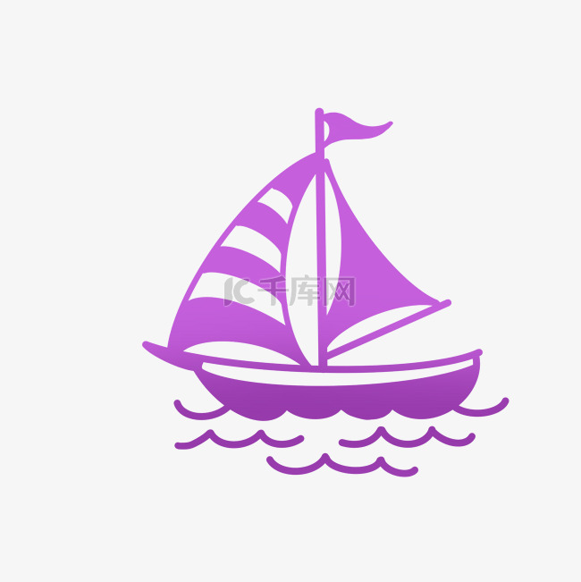紫色海上帆船图标
