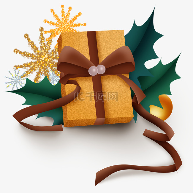 圣诞金色礼物盒