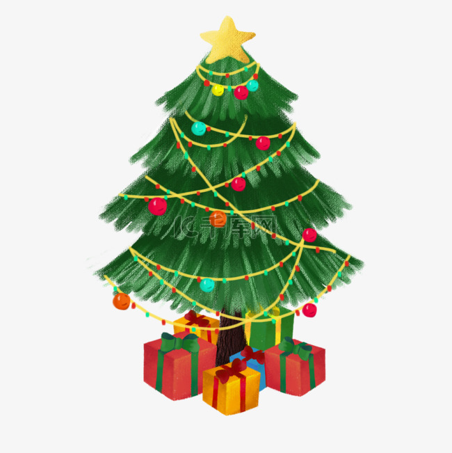绿色圣诞树插图