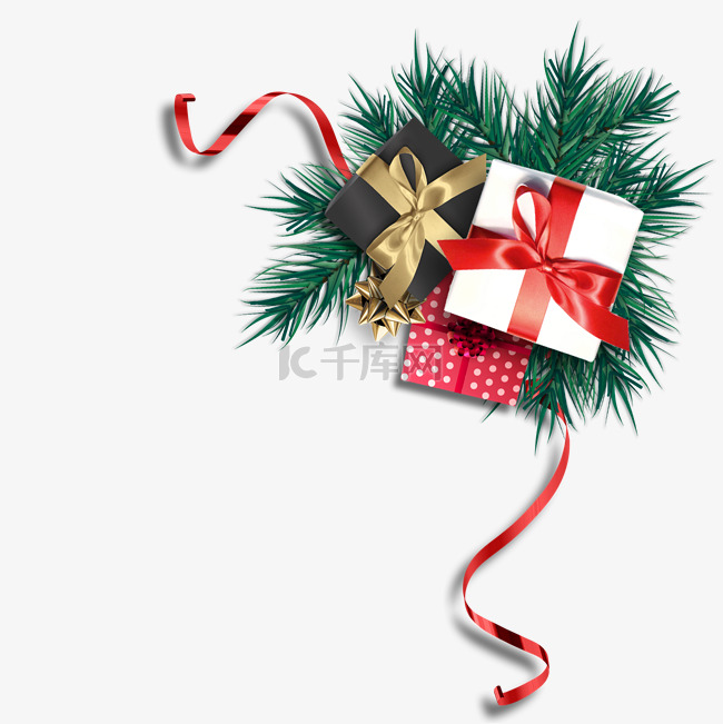 圣诞圣诞节礼物铃铛彩条蝴蝶结边