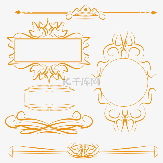 婚礼复古花纹边框组图元素