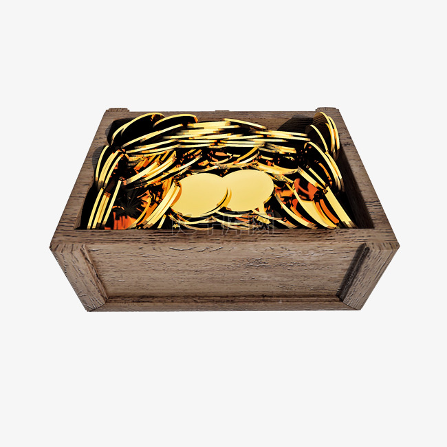 仿真金币盒子png图